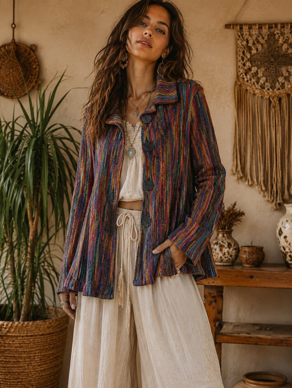 Habitat Womens Wool Multicolor Swing Style Jacket Size Small Clothes To Live In